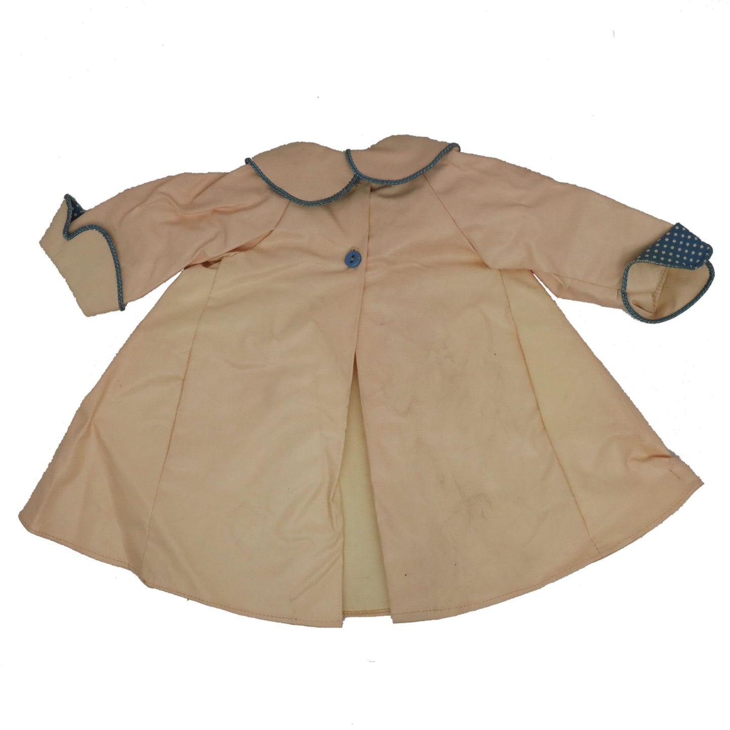 Madame Alexander Large Doll Pink Vinyl Raincoat with blue polka dot detailing