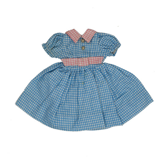 Cissette-clone Blue check dress with pink check trim