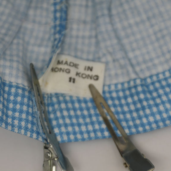 Cissette-clone Blue check dress with pink check trim