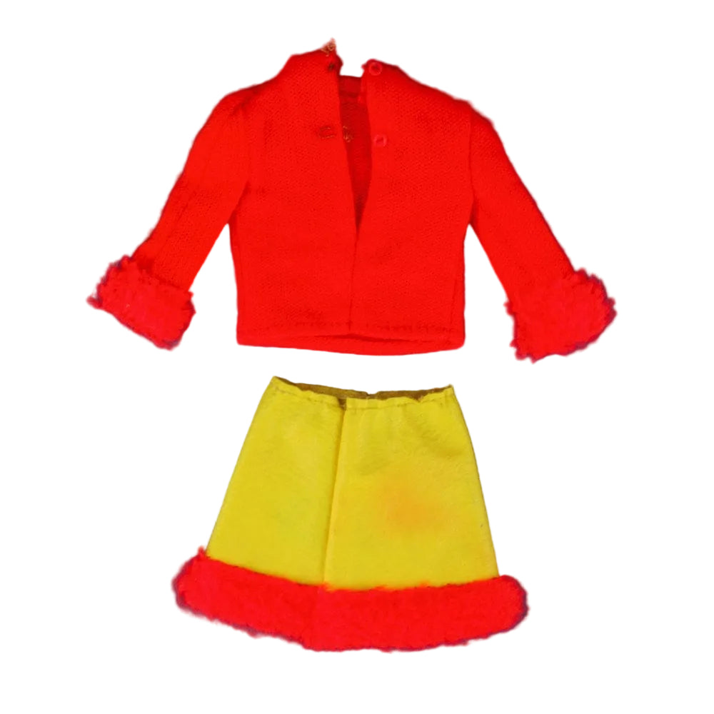 Mattel Barbie 1969 Hurray For Leather Sweater Blouse and "Leather" Skirt