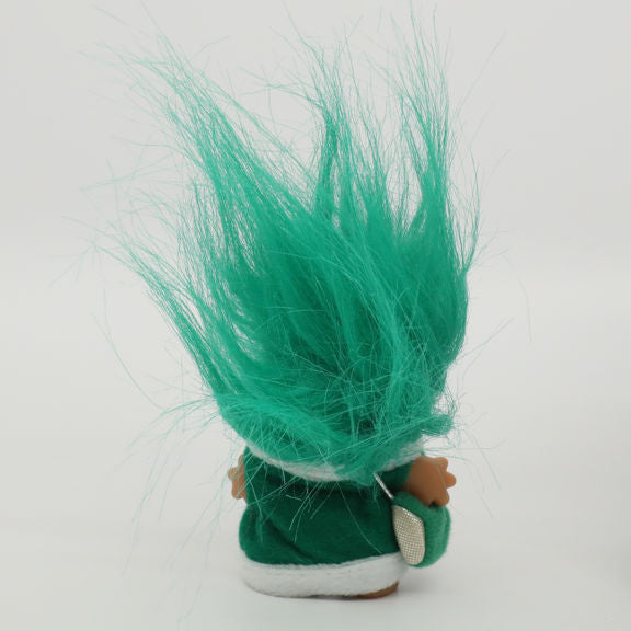 Jakks Pacific 2005 5" DAM Green Troll, Happy Holidays Original Good Luck Doll