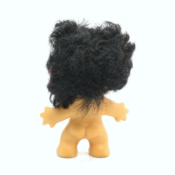 3" Tab-Back Rooted Curly Black Hair Troll
