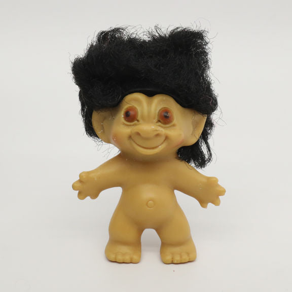 3" Tab-Back Rooted Curly Black Hair Troll