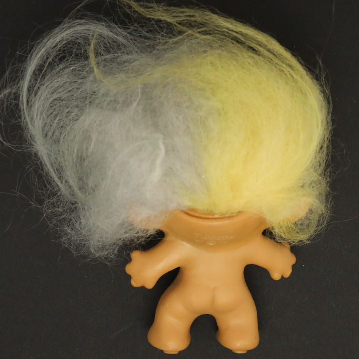 Uneeda 1965 3" Double-Nik Two-Headed Troll Doll - Yellow Light Blue