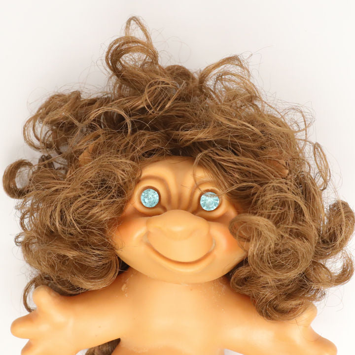 Uneeda Wishnik Sparkle Rhinestone Eyes Curly Hair Troll Doll