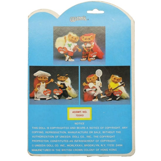 Uneeda 1982 Bendable Wishnik Troll 4" Pik-nik NRFB