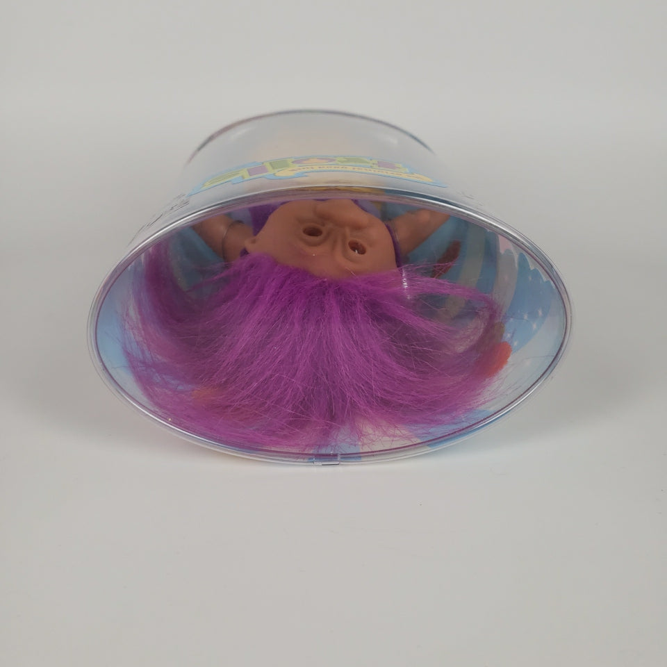 Jakks Pacific 2005 5" DAM Purple Troll, Original Good Luck Doll