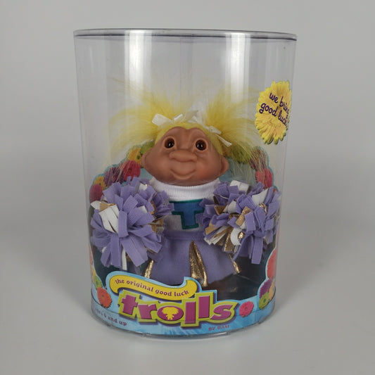 Jakks Pacific 2006 5" DAM Purple Cheerleader Troll, Original Good Luck Doll