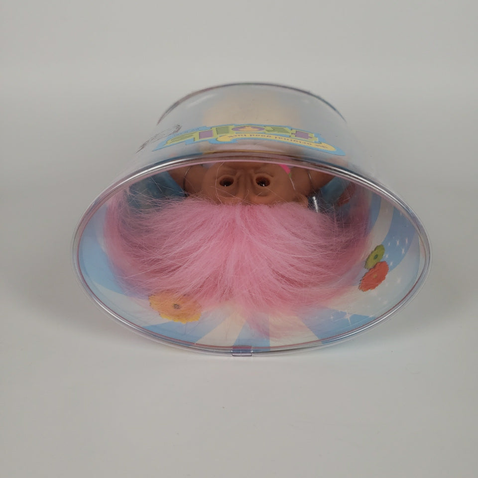 Jakks Pacific 2005 5" DAM Pink Dress Troll, Original Good Luck Doll