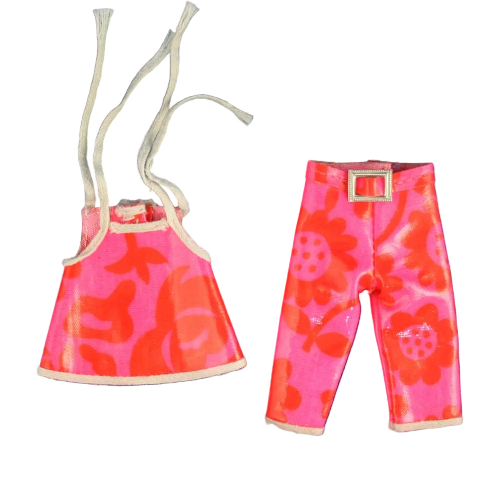 Mattel Tutti's Friend Chris 1967 Fun Timers Red and Hot Pink Floral-Print Top and Pants