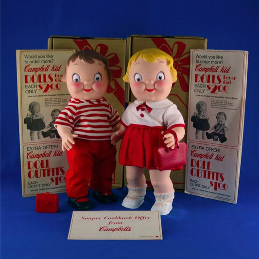 1972 10" Campbell Kids Promotional Boy & Girl dolls MIB