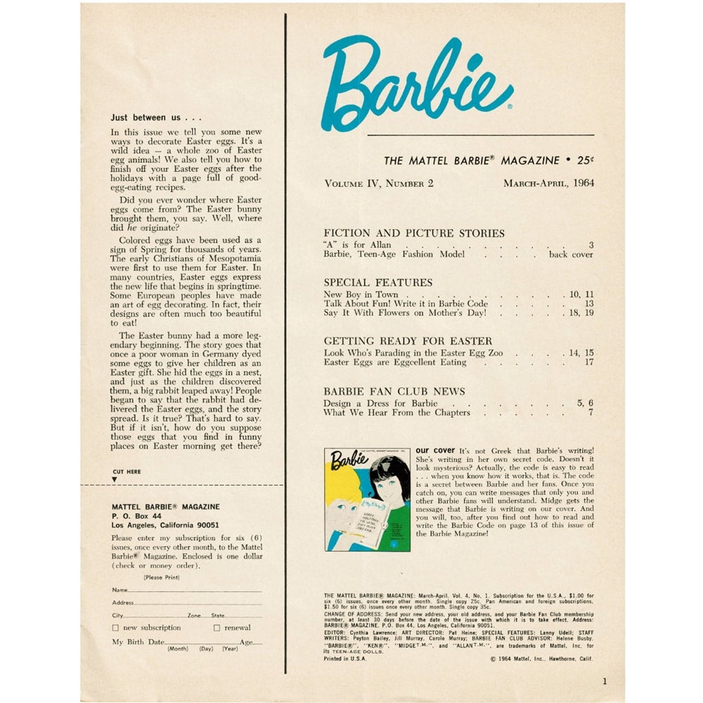 The Mattel Barbie Magazine 1964