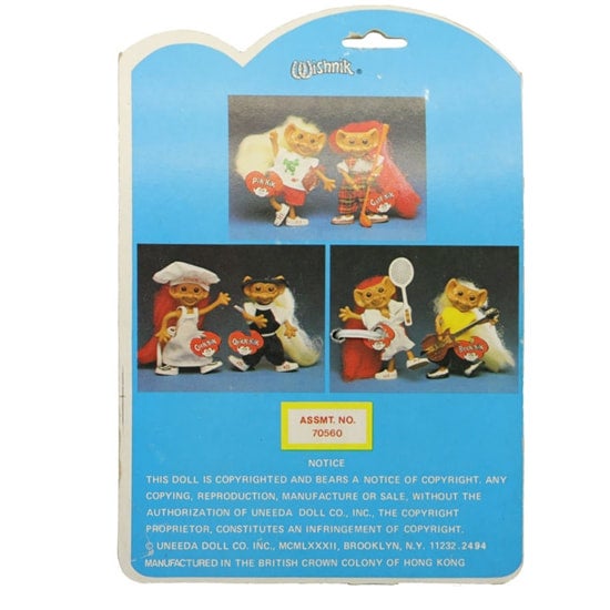 Uneeda 1982 Bendable Wishnik Troll 4" Cook-nik NRFB