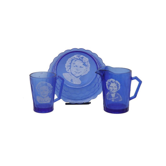 1930s Shirley Temple Glassware Kids Breakfast Set