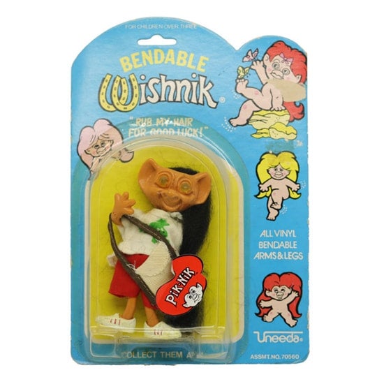 Uneeda 1982 Bendable Wishnik Troll 4" Pik-nik NRFB