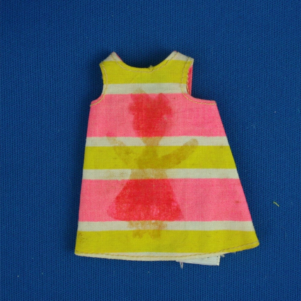 Mattel Tutti Fun Timers Yellow, Pink, and White Stripe Dress