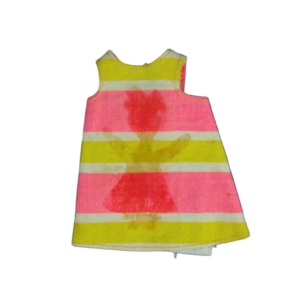 Mattel Tutti's Friend Chris 1967 Fun Timers Yellow, Pink, and White Stripe Dress