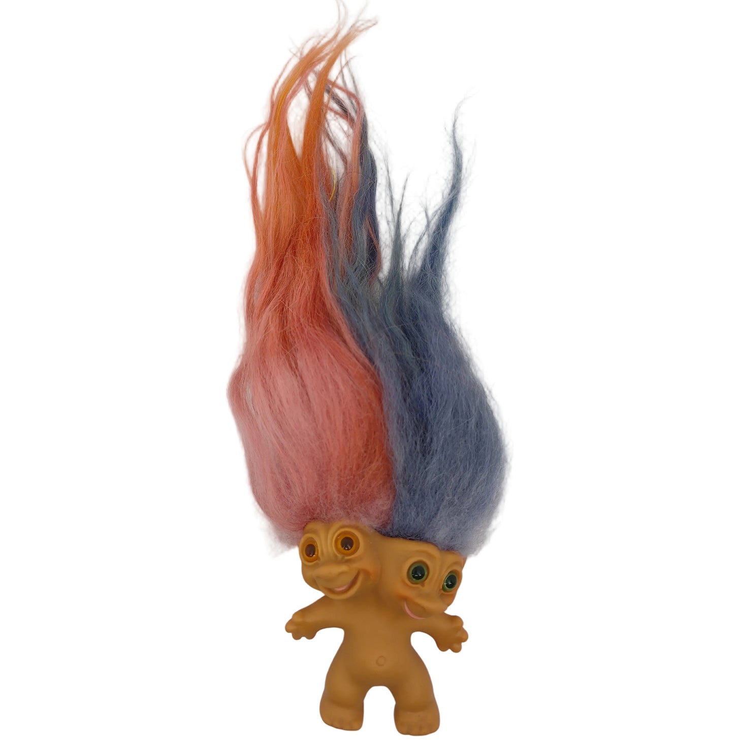Uneeda 1965 3" Double-Nik Two-Headed Troll Doll - Pink Blue
