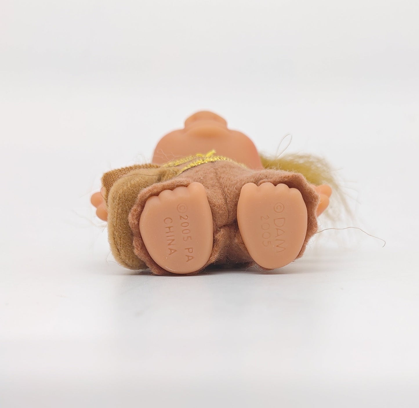 Jakks Pacific 2005 3" DAM Troll in Vest and Pants with Purse, Original Good Luck Doll