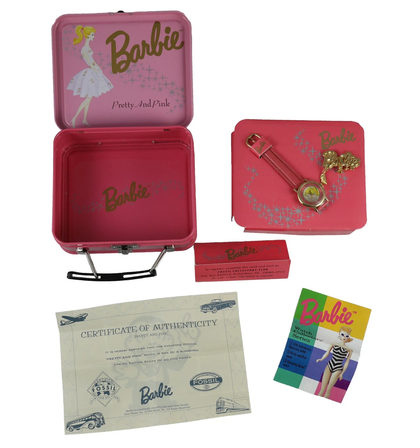 Fossil 1994 Pretty and Pink Numbered Barbie Watch MIB