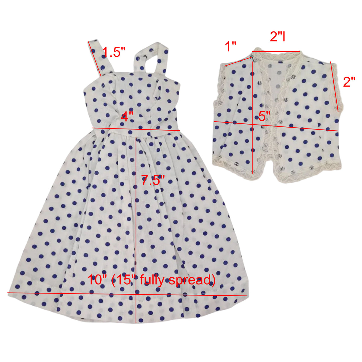 Unmarked Dress and Vest for larger dolls