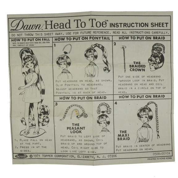Topper Toys Dawn Instruction Sheet