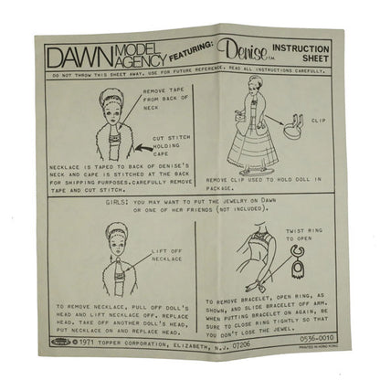 Topper Toys Dawn Instruction Sheet