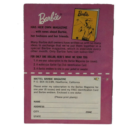 Mattel Barbie Ken 1962 Booklet