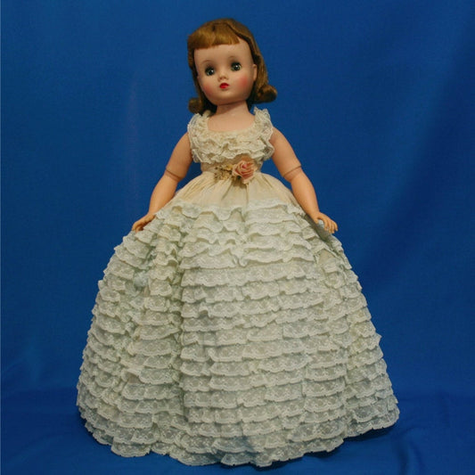 Madame Alexander Elise doll wearing Blue Ruffled Ballgown