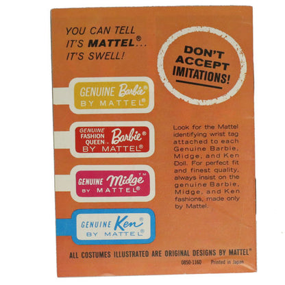 Mattel Barbie Ken Midge 1962 Booklet