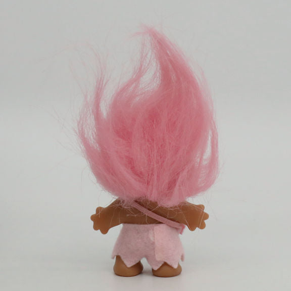 Jakks Pacific 2005 3" DAM Troll in Dress with Purse, Original Good Luck Doll