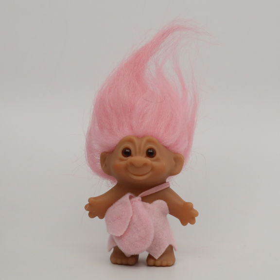 Jakks Pacific 2005 3" DAM Troll in Dress with Purse, Original Good Luck Doll