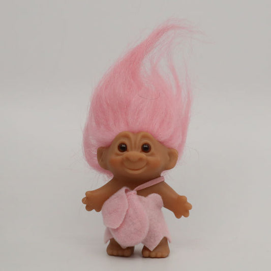 Jakks Pacific 2005 3" DAM Troll in Dress with Purse, Original Good Luck Doll