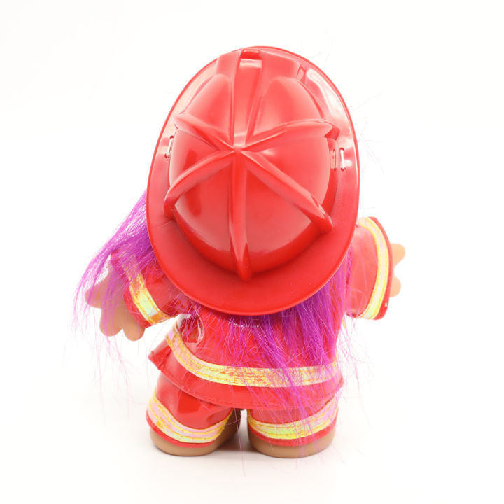 Jakks Pacific 2005 5" DAM Firefighter Troll, Original Good Luck Doll