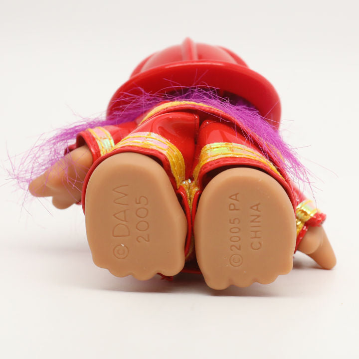 Jakks Pacific 2005 5" DAM Firefighter Troll, Original Good Luck Doll