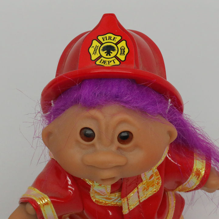Jakks Pacific 2005 5" DAM Firefighter Troll, Original Good Luck Doll