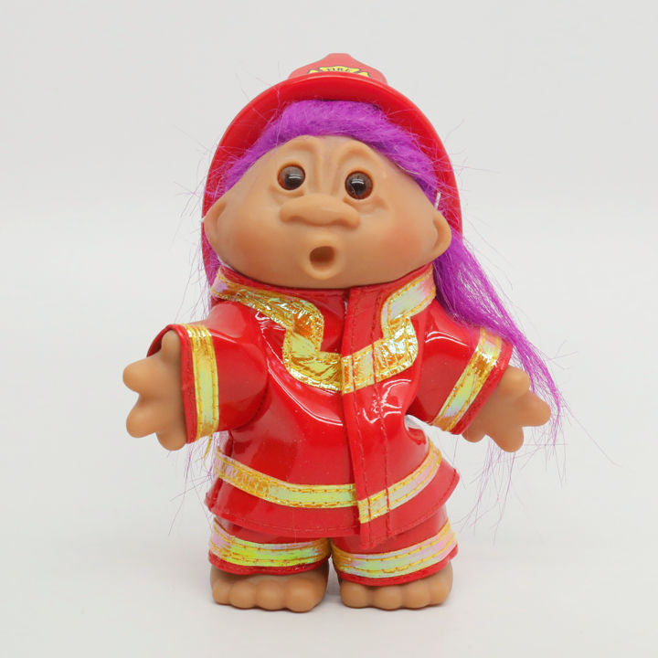 Jakks Pacific 2005 5" DAM Firefighter Troll, Original Good Luck Doll