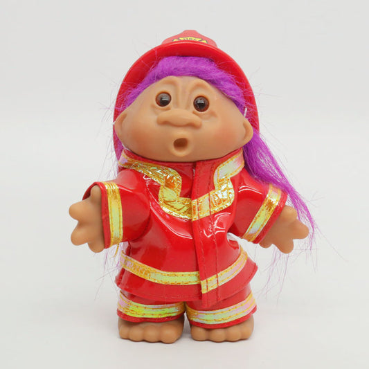 Jakks Pacific 2005 5" DAM Firefighter Troll, Original Good Luck Doll