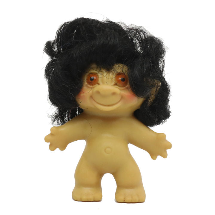 3" Tab-Back Rooted Curly Black Hair Troll
