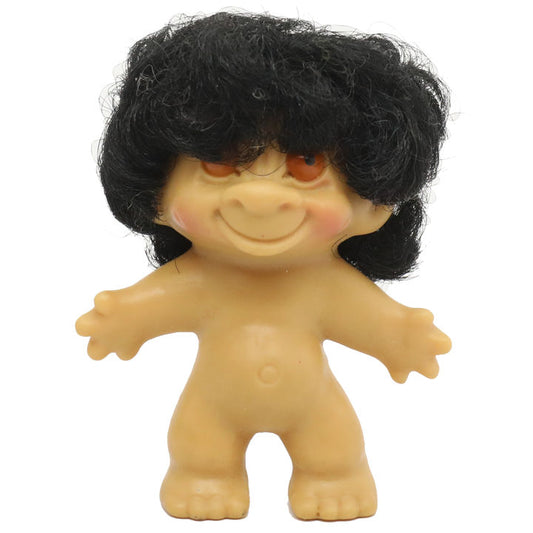 3" Tab-Back Rooted Curly Black Hair Troll