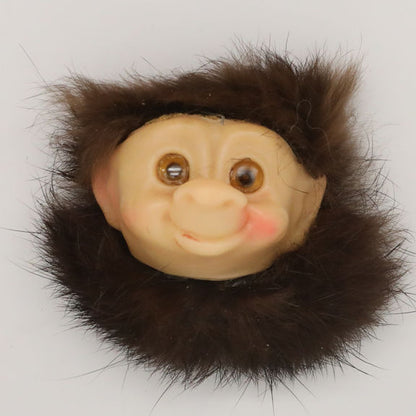 1960s Troll Head keychain with Rabbit Fur "Hair"