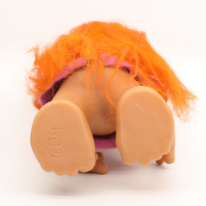 Thomas DAM Norfin Thumbsucker 1977 9" 604 Girl Troll Doll Orange Hair in Purple Dress