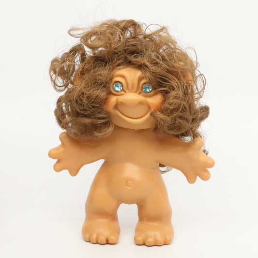 Uneeda Wishnik Sparkle Rhinestone Eyes Curly Hair Troll Doll