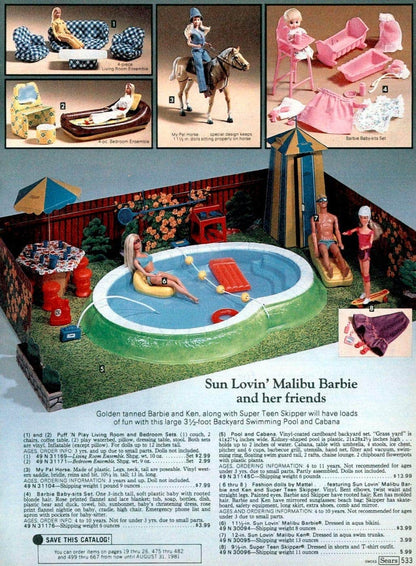 Mattel Barbie 1981 Pool and Cabana Stool