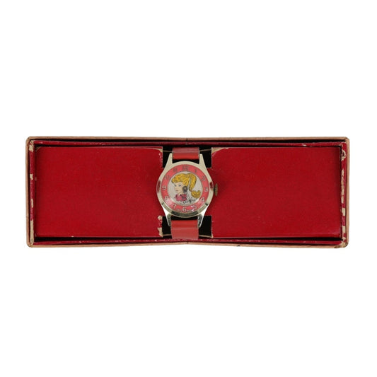 Bradley Barbie 1963 Jewelry Watch Coral background with Blond Ponytail MIB