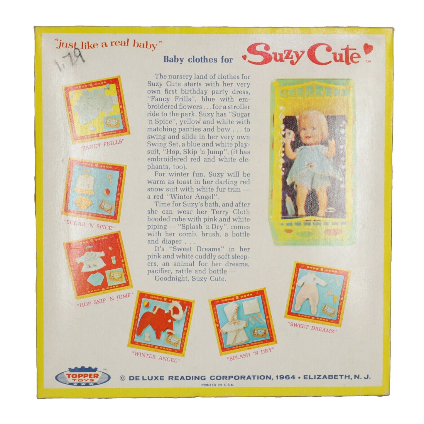 De Luxe Reading Corp Topper Toys Suzy Cute Splash 'n Dry NRFB