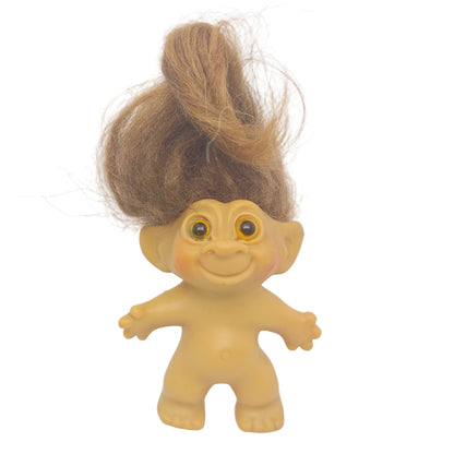 Unmarked Tabbed-back Hollow-body Mohair Glass Eye 3" Troll Doll