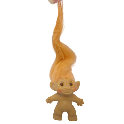 Unmarked Tabbed-back Hollow-body Mohair Glass Eye 3" Troll Doll