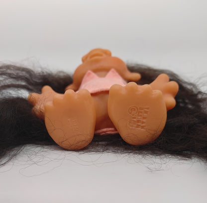 Playmates Unusual Face Troll 5" doll Brunette with Pink Tunic
