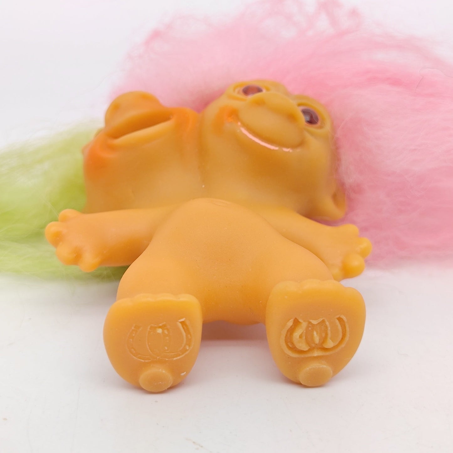 Uneeda 1965 3" Double-Nik Two-Headed Troll Doll - Green Pink